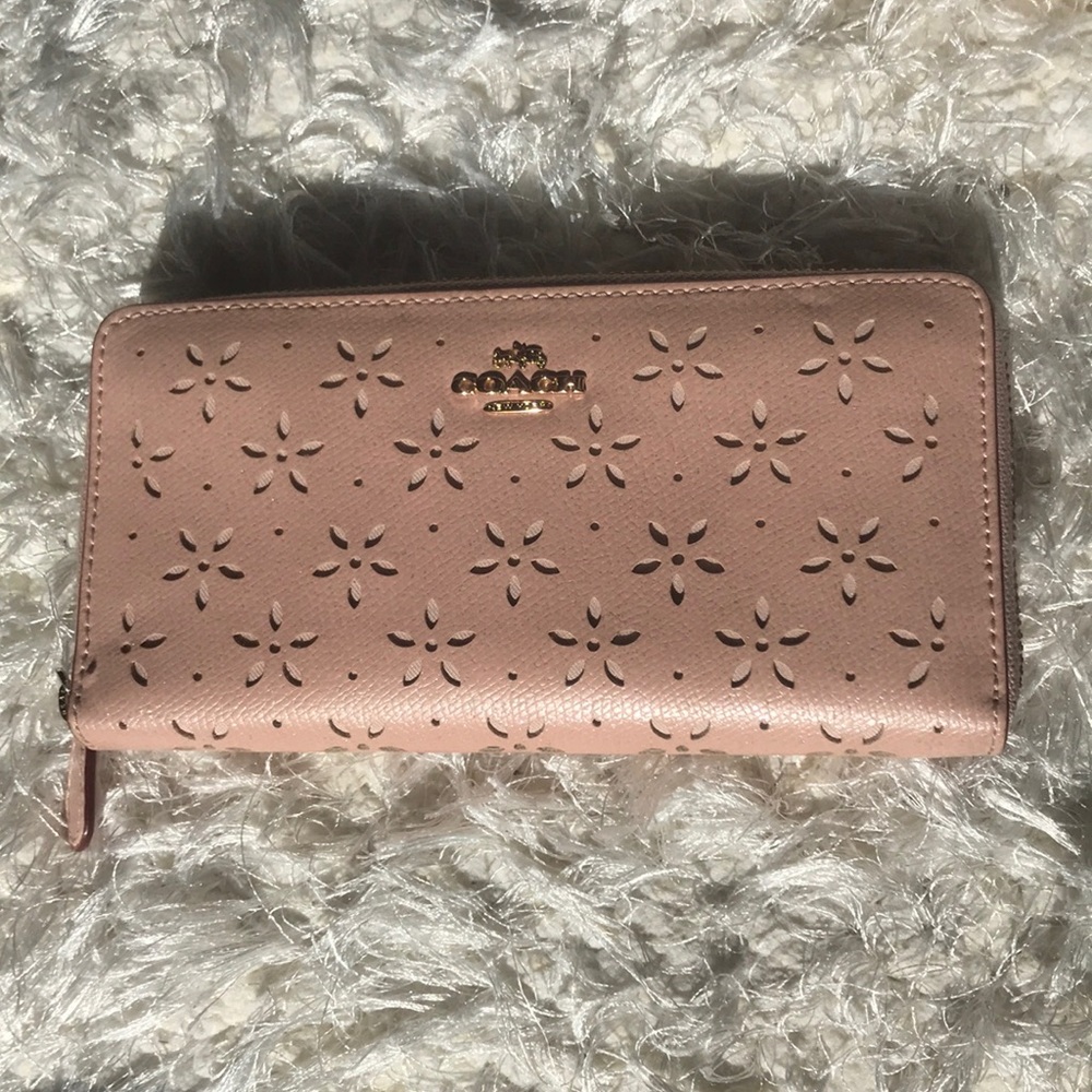Laser cut pink coach wallet